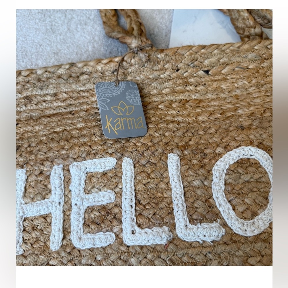 Karma Hello Sunshine Jute Tote Beach Bag NWT - Picture 2 of 4